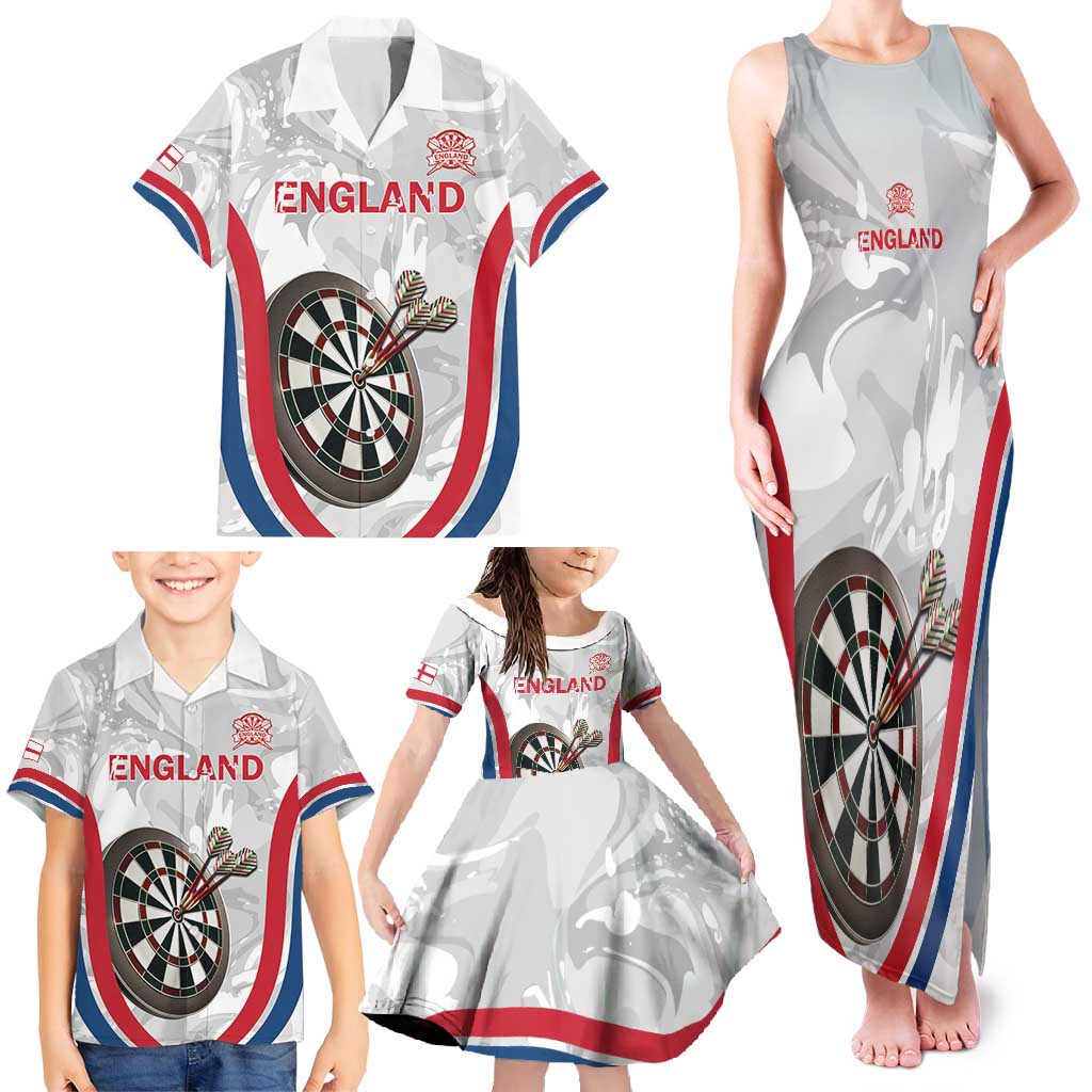 Custom England Darts Family Matching Tank Maxi Dress and Hawaiian Shirt Go Champions Grunge Marble Style - Wonder Print Shop