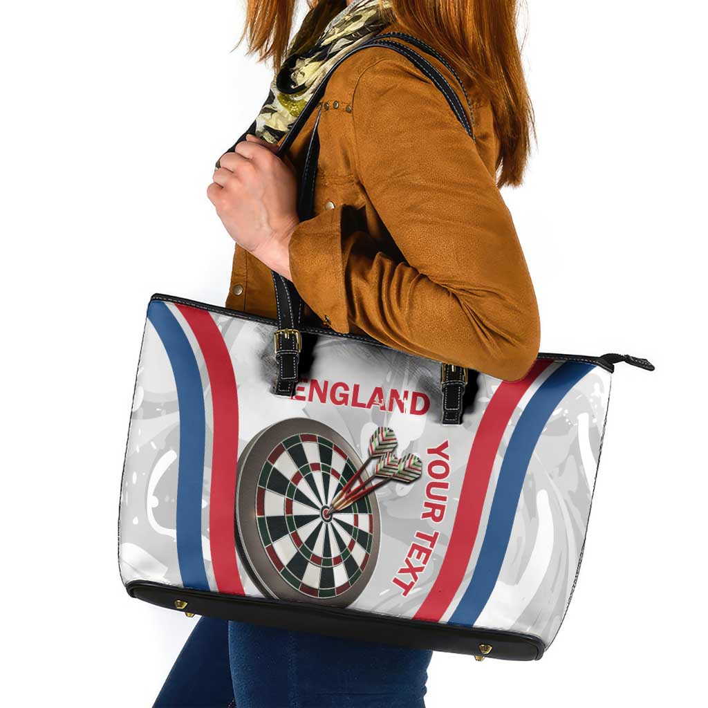 Custom England Darts Leather Tote Bag Go Champions Grunge Marble Style - Wonder Print Shop
