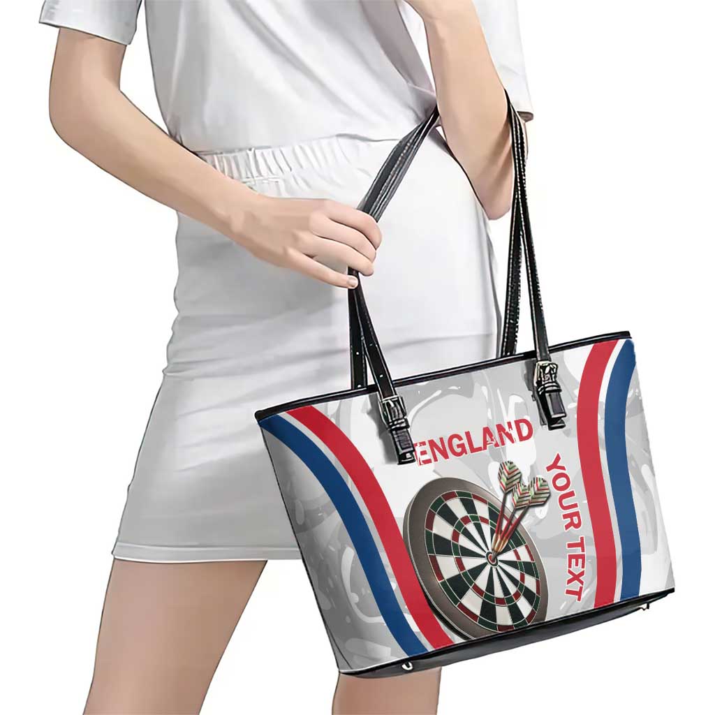 Custom England Darts Leather Tote Bag Go Champions Grunge Marble Style - Wonder Print Shop