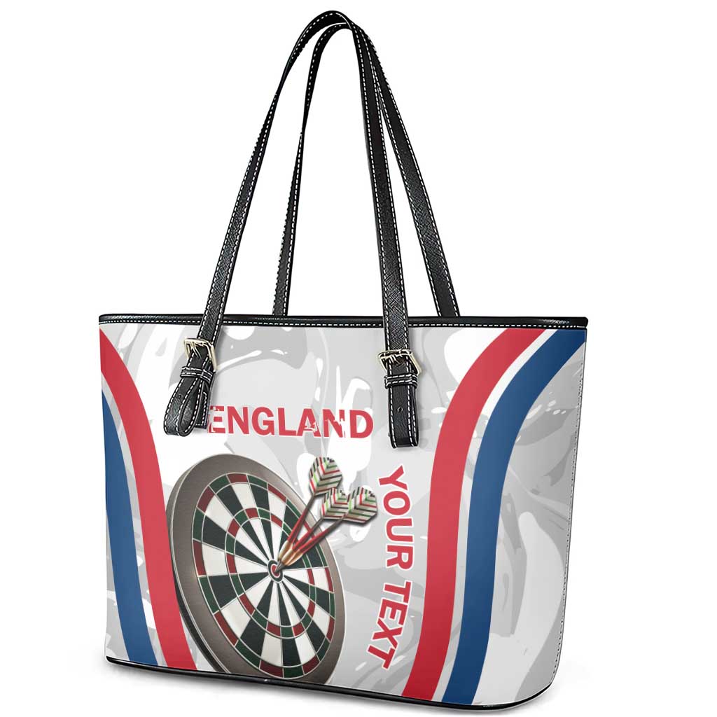 Custom England Darts Leather Tote Bag Go Champions Grunge Marble Style - Wonder Print Shop