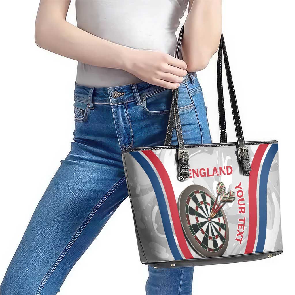 Custom England Darts Leather Tote Bag Go Champions Grunge Marble Style - Wonder Print Shop
