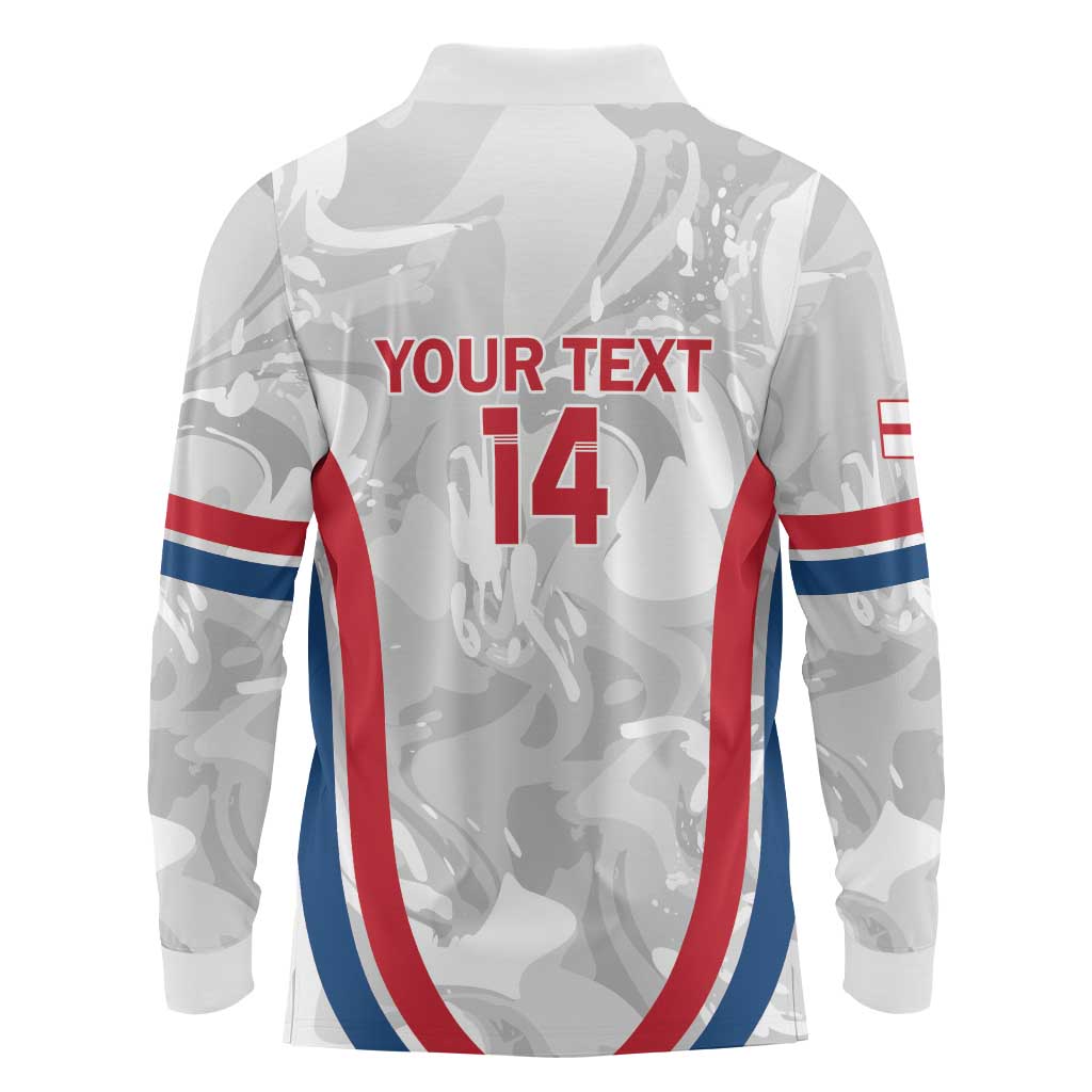 Custom England Darts Long Sleeve Polo Shirt Go Champions Grunge Marble Style - Wonder Print Shop