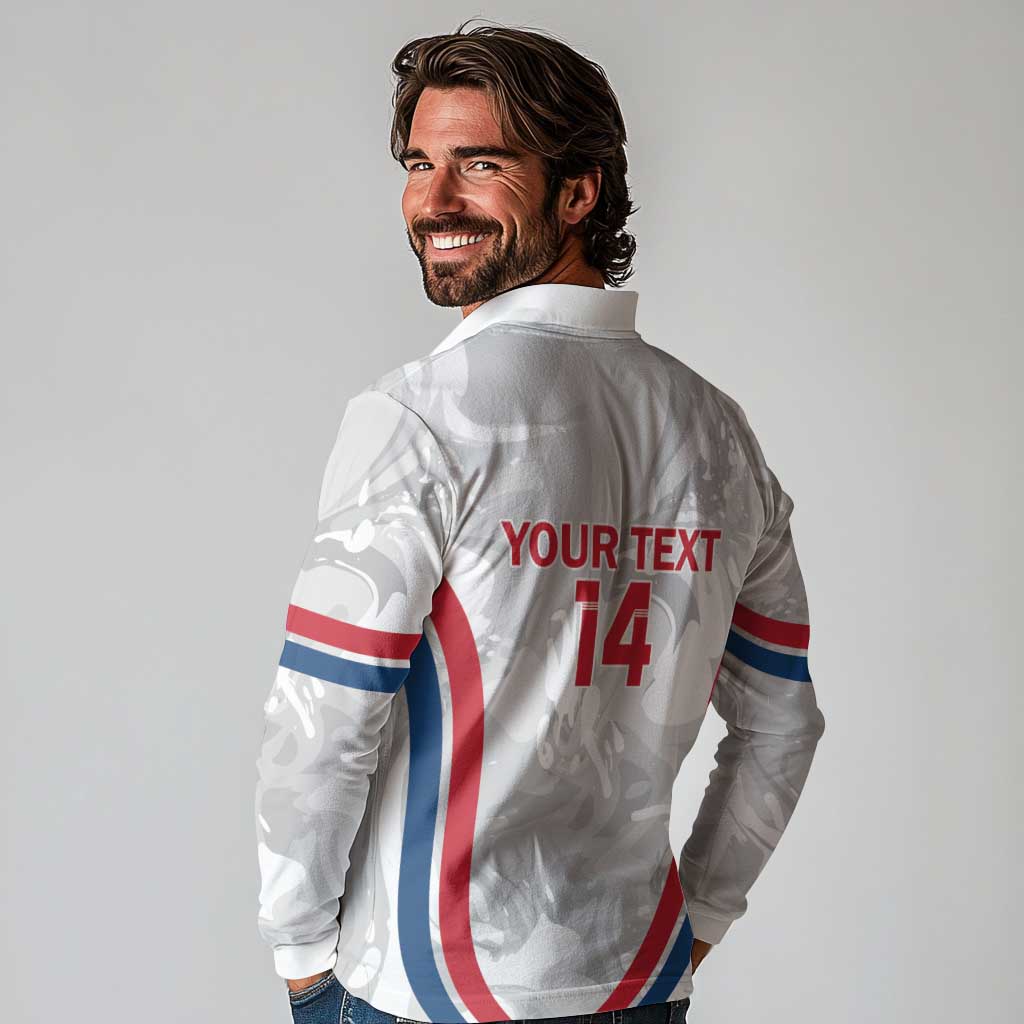 Custom England Darts Long Sleeve Polo Shirt Go Champions Grunge Marble Style - Wonder Print Shop