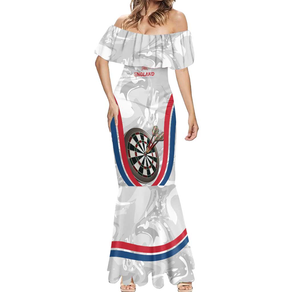 Custom England Darts Mermaid Dress Go Champions Grunge Marble Style - Wonder Print Shop