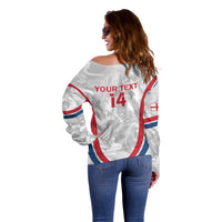Custom England Darts Off Shoulder Sweater Go Champions Grunge Marble Style - Wonder Print Shop