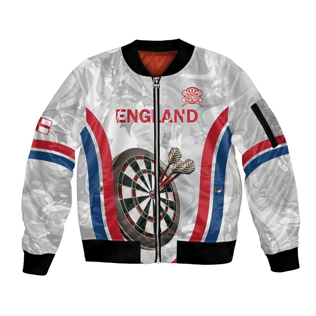 Custom England Darts Sleeve Zip Bomber Jacket Go Champions Grunge Marble Style - Wonder Print Shop