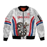 Custom England Darts Sleeve Zip Bomber Jacket Go Champions Grunge Marble Style - Wonder Print Shop
