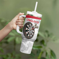 Custom England Darts Tumbler With Handle Go Champions Grunge Marble Style - Wonder Print Shop