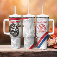 Custom England Darts Tumbler With Handle Go Champions Grunge Marble Style - Wonder Print Shop