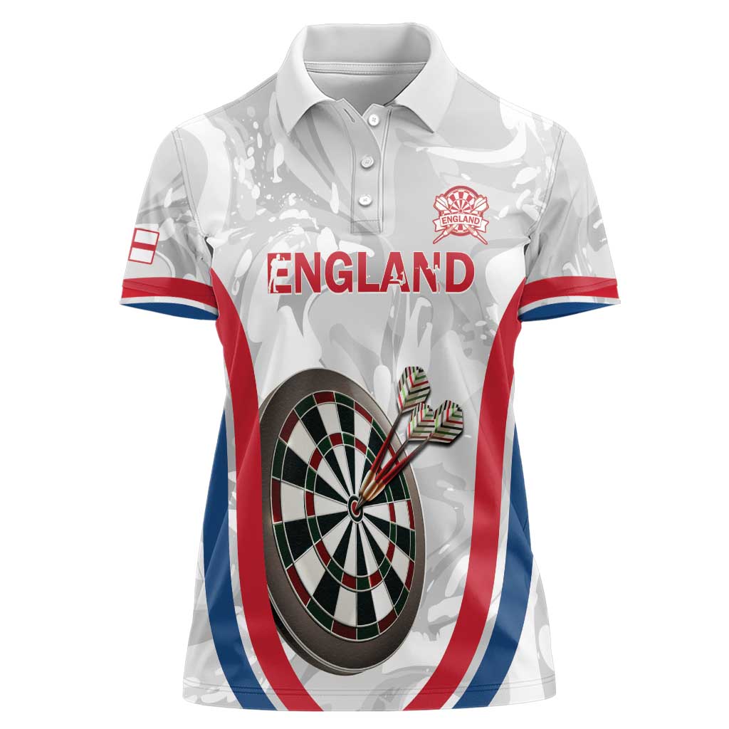 Custom England Darts Women Polo Shirt Go Champions Grunge Marble Style - Wonder Print Shop