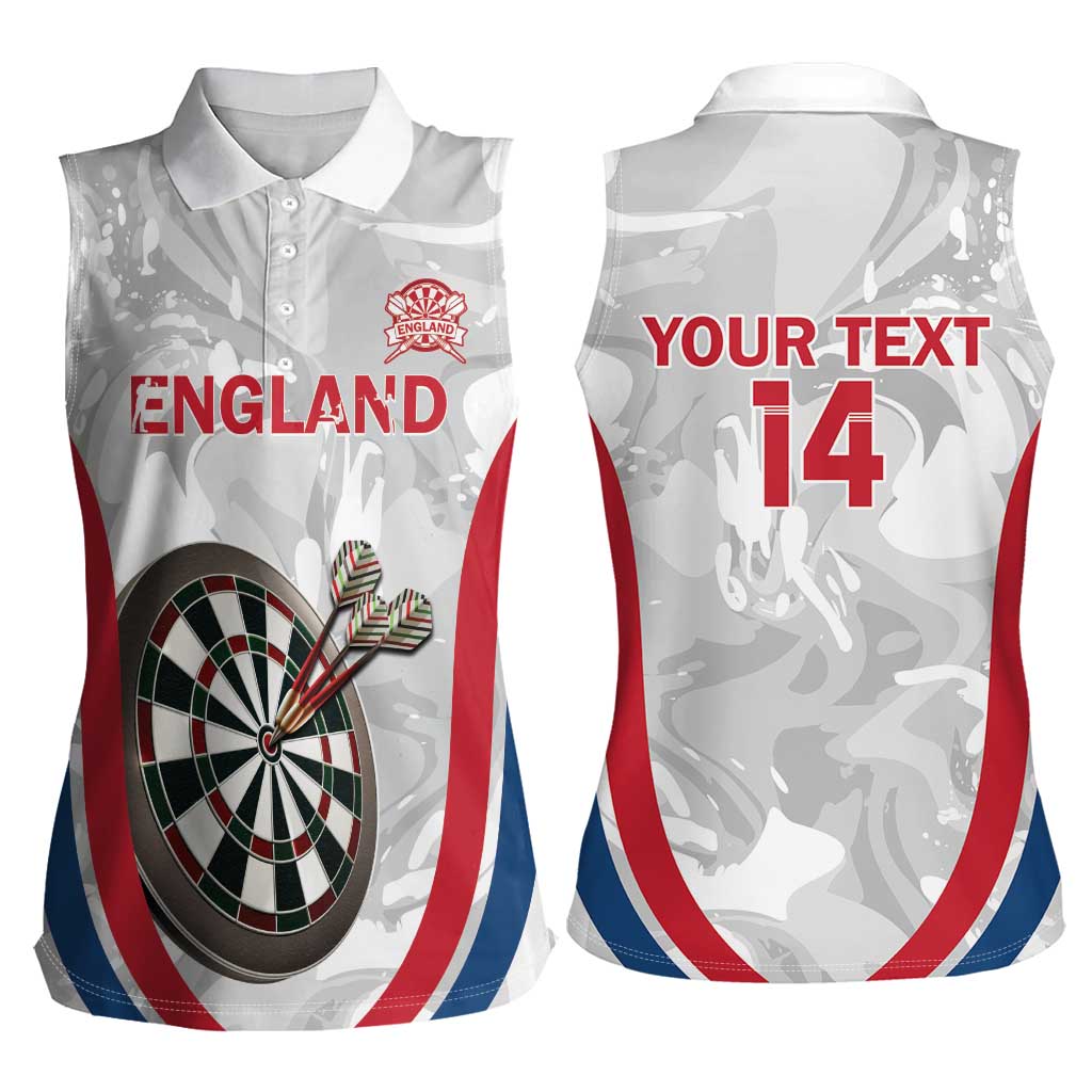 Custom England Darts Women Sleeveless Polo Shirt Go Champions Grunge Marble Style - Wonder Print Shop