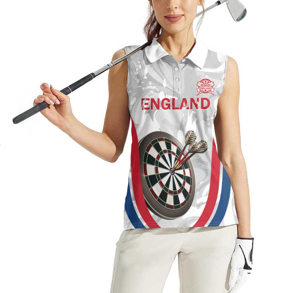 Custom England Darts Women Sleeveless Polo Shirt Go Champions Grunge Marble Style - Wonder Print Shop