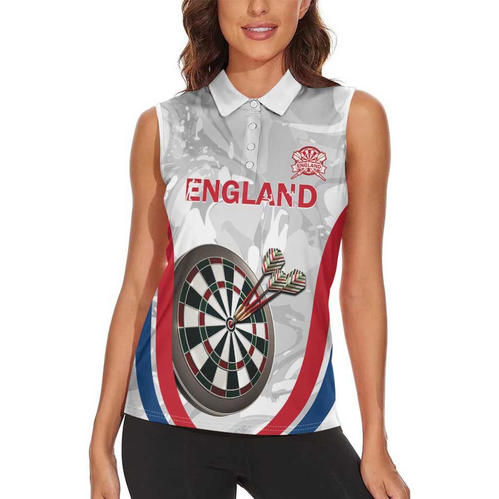 Custom England Darts Women Sleeveless Polo Shirt Go Champions Grunge Marble Style - Wonder Print Shop