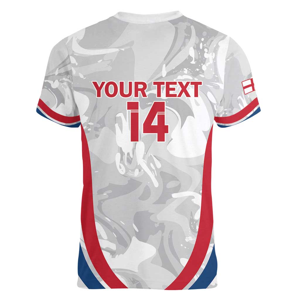 Custom England Darts Women V-Neck T-Shirt Go Champions Grunge Marble Style - Wonder Print Shop