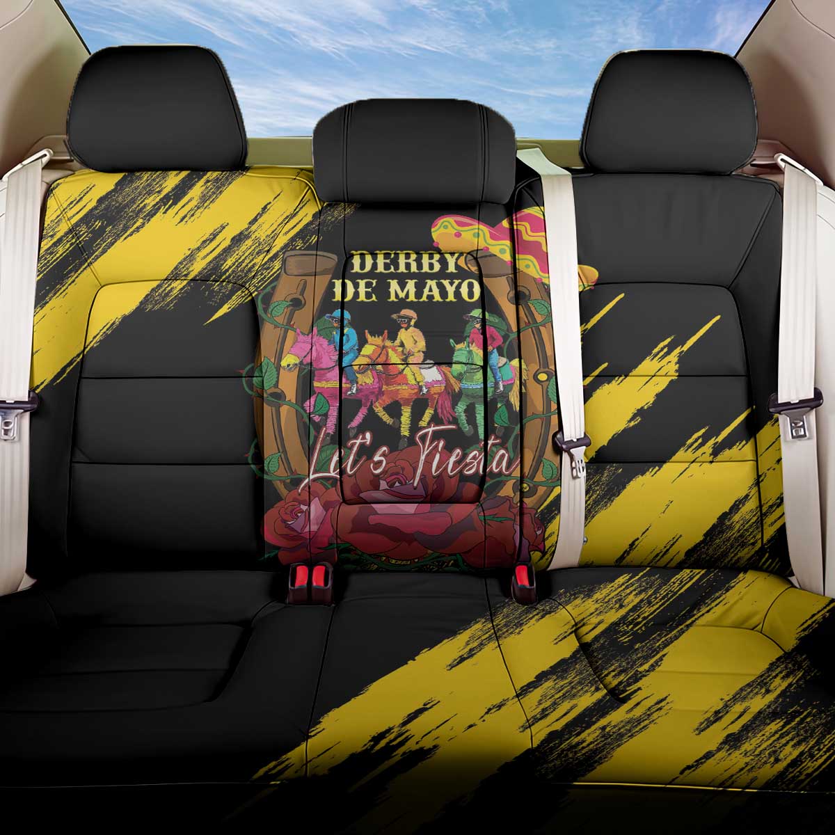 Derby De Mayo 2025 Back Car Seat Cover Pinata Horse Racing Let's Fiesta