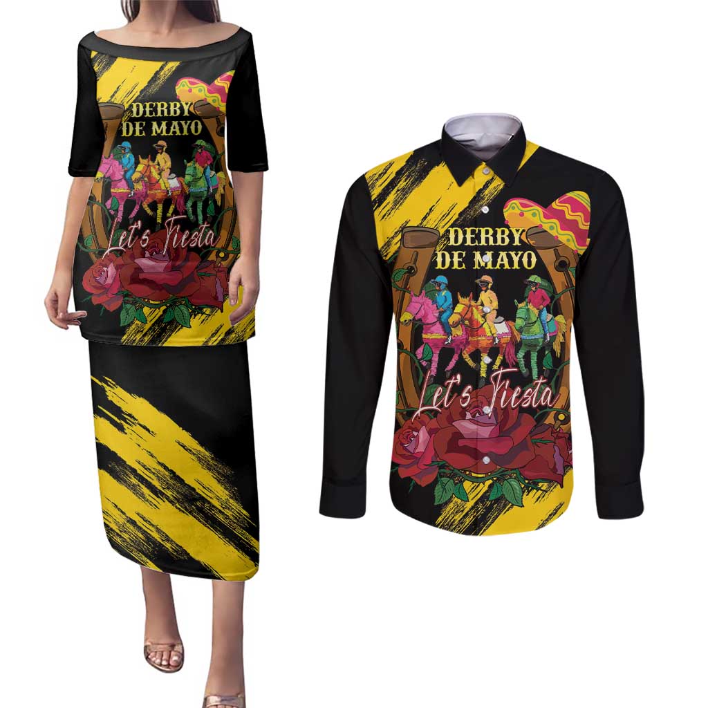 Derby De Mayo 2025 Couples Matching Puletasi and Long Sleeve Button Shirt Pinata Horse Racing Let's Fiesta