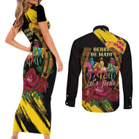 Derby De Mayo 2025 Couples Matching Short Sleeve Bodycon Dress and Long Sleeve Button Shirt Pinata Horse Racing Let's Fiesta