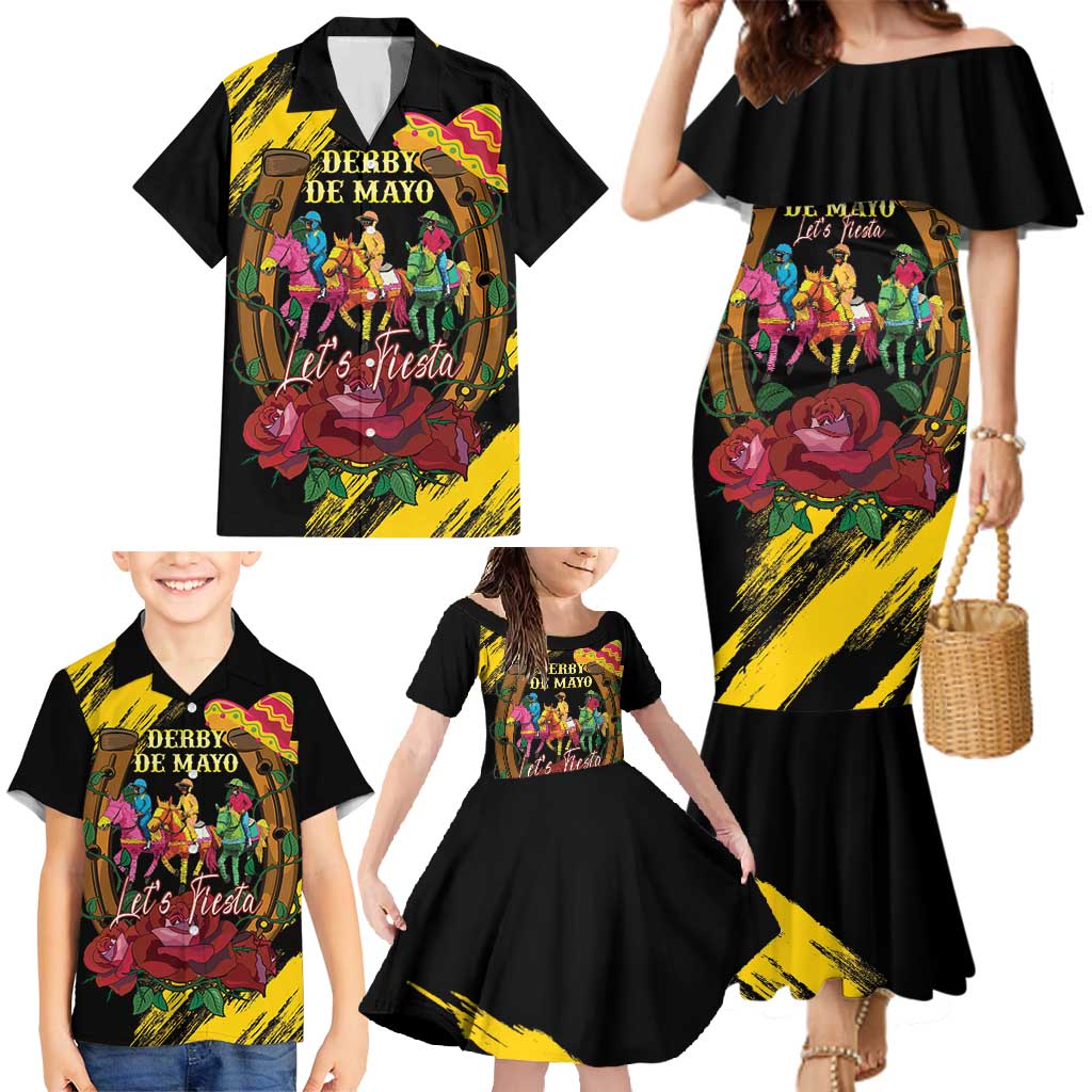 Derby De Mayo 2025 Family Matching Mermaid Dress and Hawaiian Shirt Pinata Horse Racing Let's Fiesta