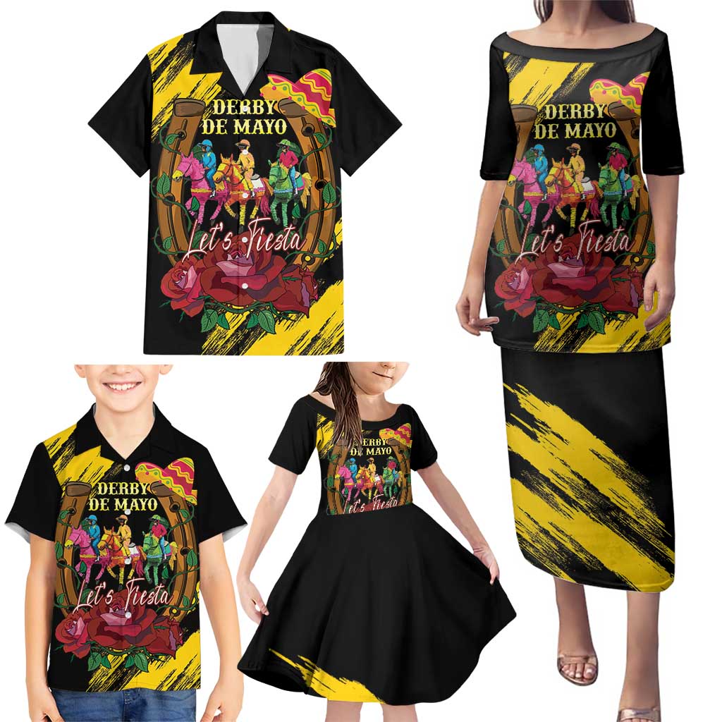 Derby De Mayo 2025 Family Matching Puletasi and Hawaiian Shirt Pinata Horse Racing Let's Fiesta