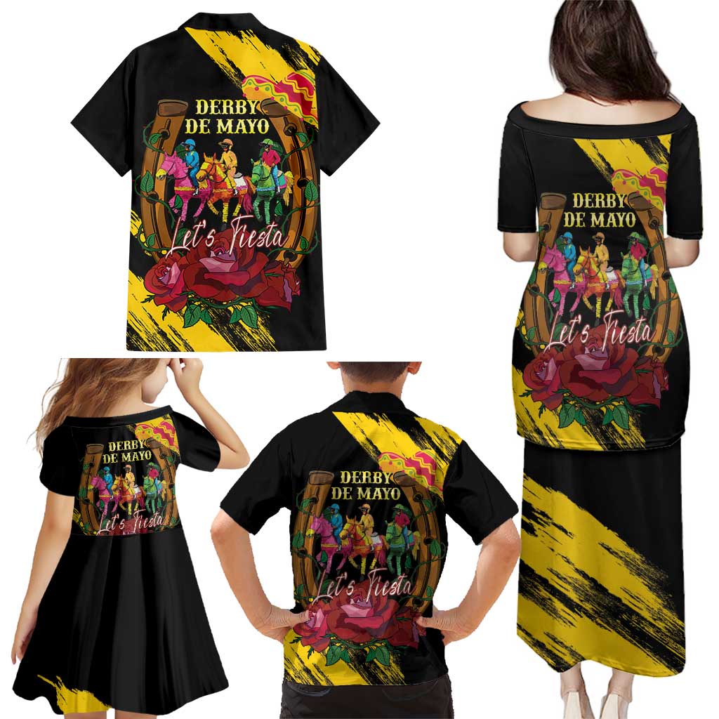 Derby De Mayo 2025 Family Matching Puletasi and Hawaiian Shirt Pinata Horse Racing Let's Fiesta