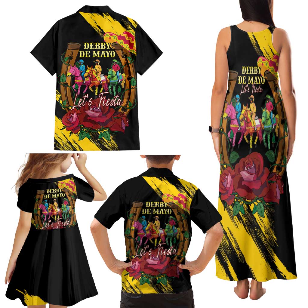 Derby De Mayo 2025 Family Matching Tank Maxi Dress and Hawaiian Shirt Pinata Horse Racing Let's Fiesta