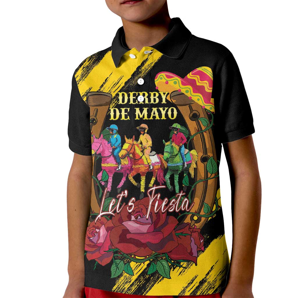Derby De Mayo 2025 Kid Polo Shirt Pinata Horse Racing Let's Fiesta