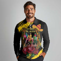 Derby De Mayo 2025 Long Sleeve Polo Shirt Pinata Horse Racing Let's Fiesta