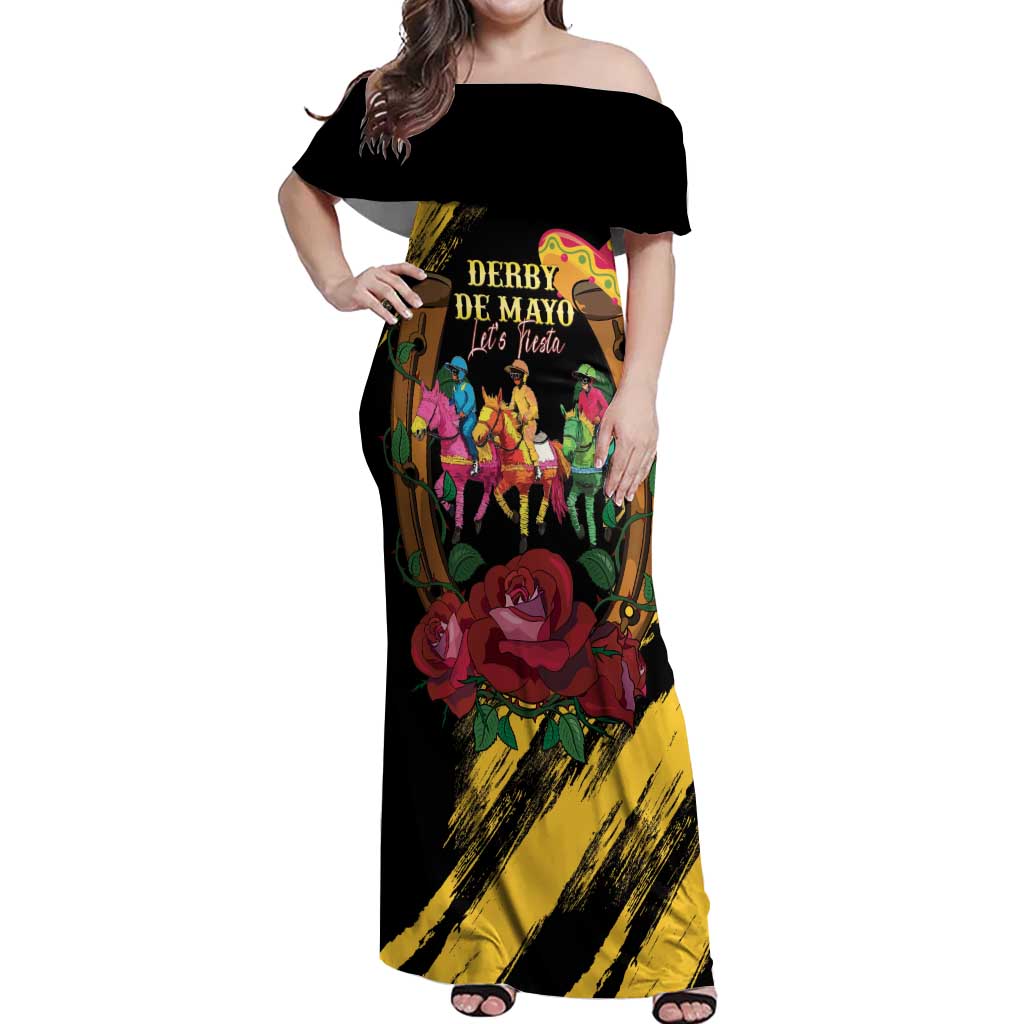 Derby De Mayo 2025 Off Shoulder Maxi Dress Pinata Horse Racing Let's Fiesta
