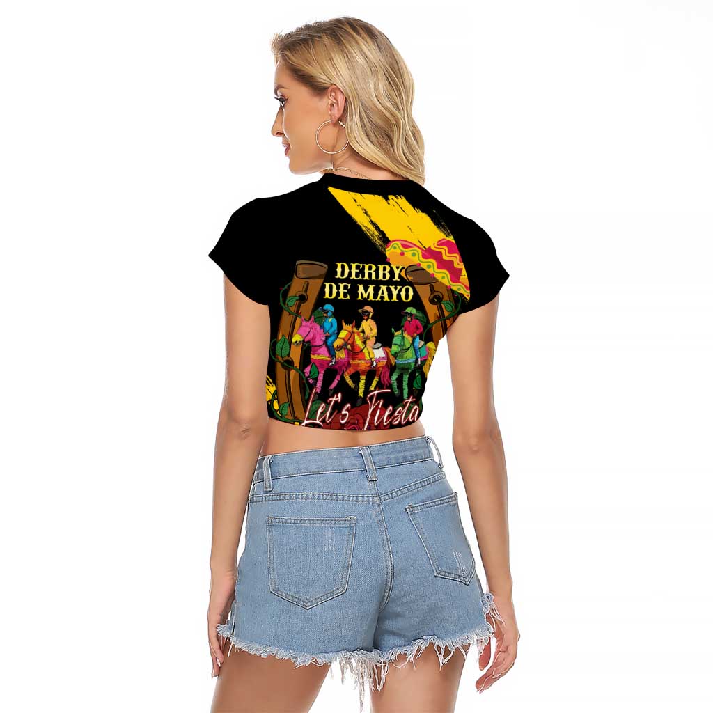 Derby De Mayo 2025 Raglan Cropped T Shirt Pinata Horse Racing Let's Fiesta - Wonder Print Shop