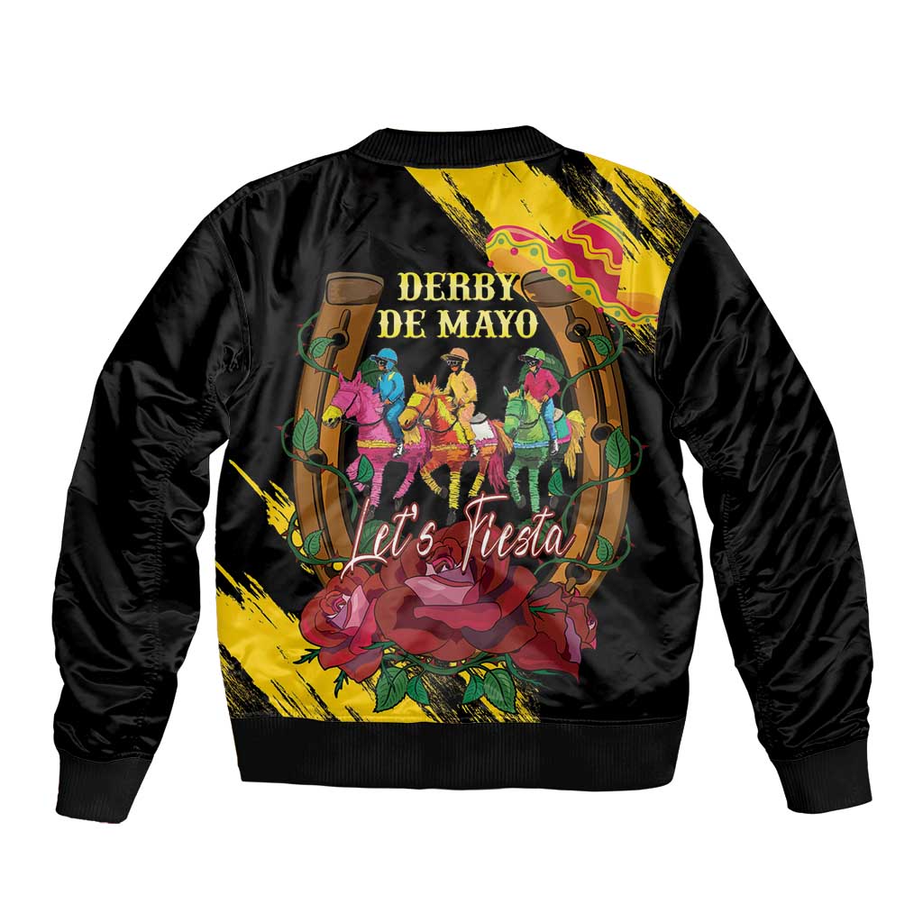 Derby De Mayo 2025 Sleeve Zip Bomber Jacket Pinata Horse Racing Let's Fiesta - Wonder Print Shop