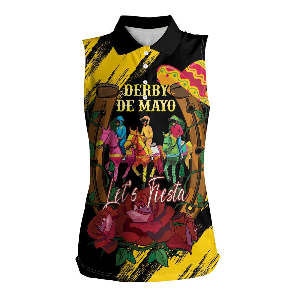 Derby De Mayo 2025 Women Sleeveless Polo Shirt Pinata Horse Racing Let's Fiesta - Wonder Print Shop