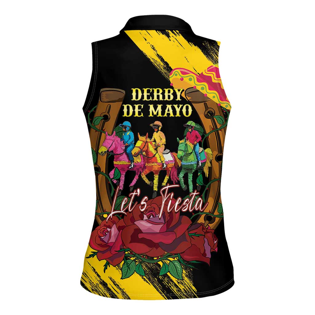 Derby De Mayo 2025 Women Sleeveless Polo Shirt Pinata Horse Racing Let's Fiesta - Wonder Print Shop