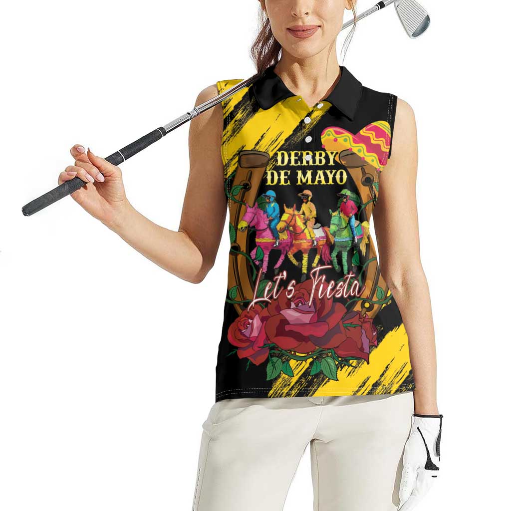 Derby De Mayo 2025 Women Sleeveless Polo Shirt Pinata Horse Racing Let's Fiesta - Wonder Print Shop