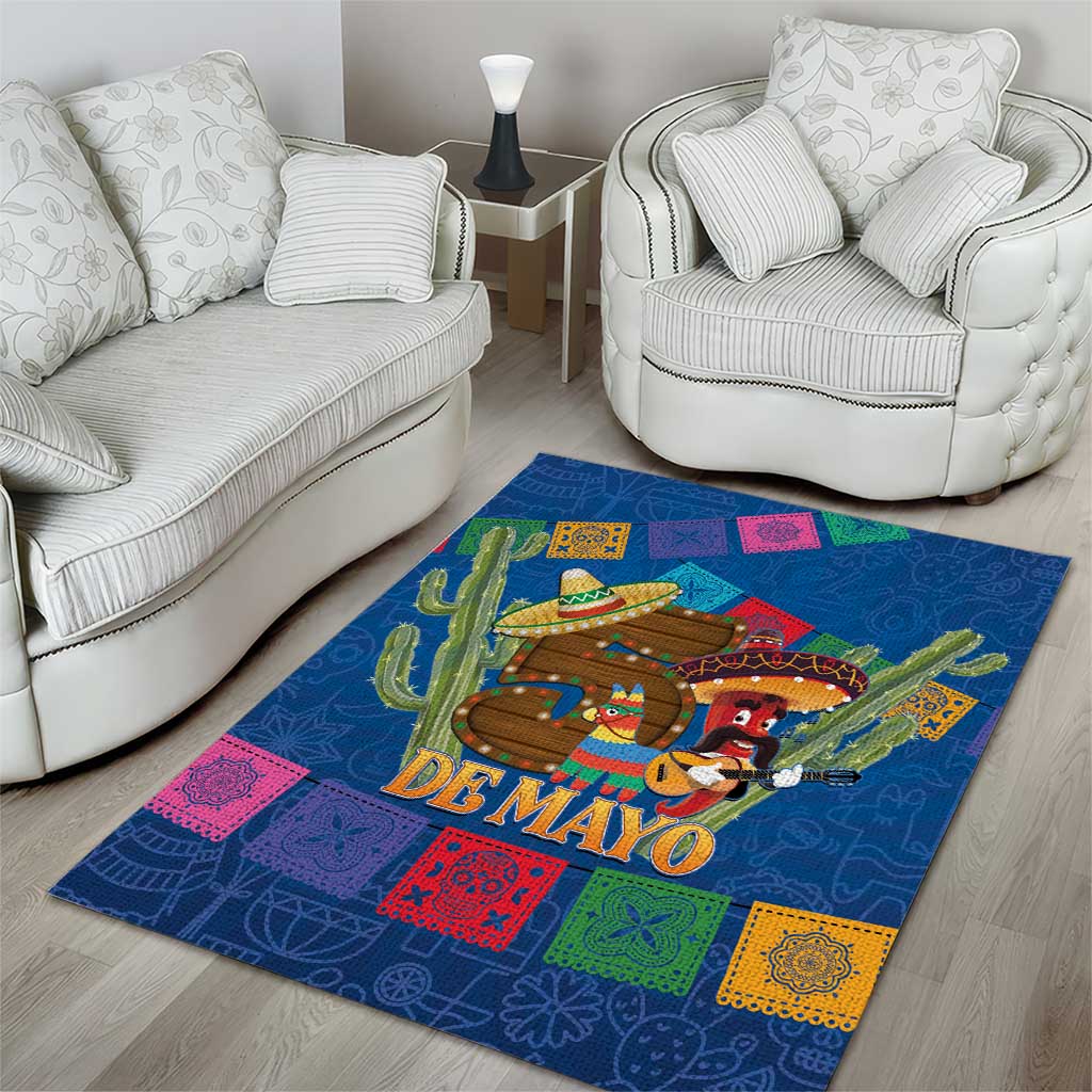 Mexico Cinco De Mayo 2025 Area Rug Chili Pepper Let's Fiesta