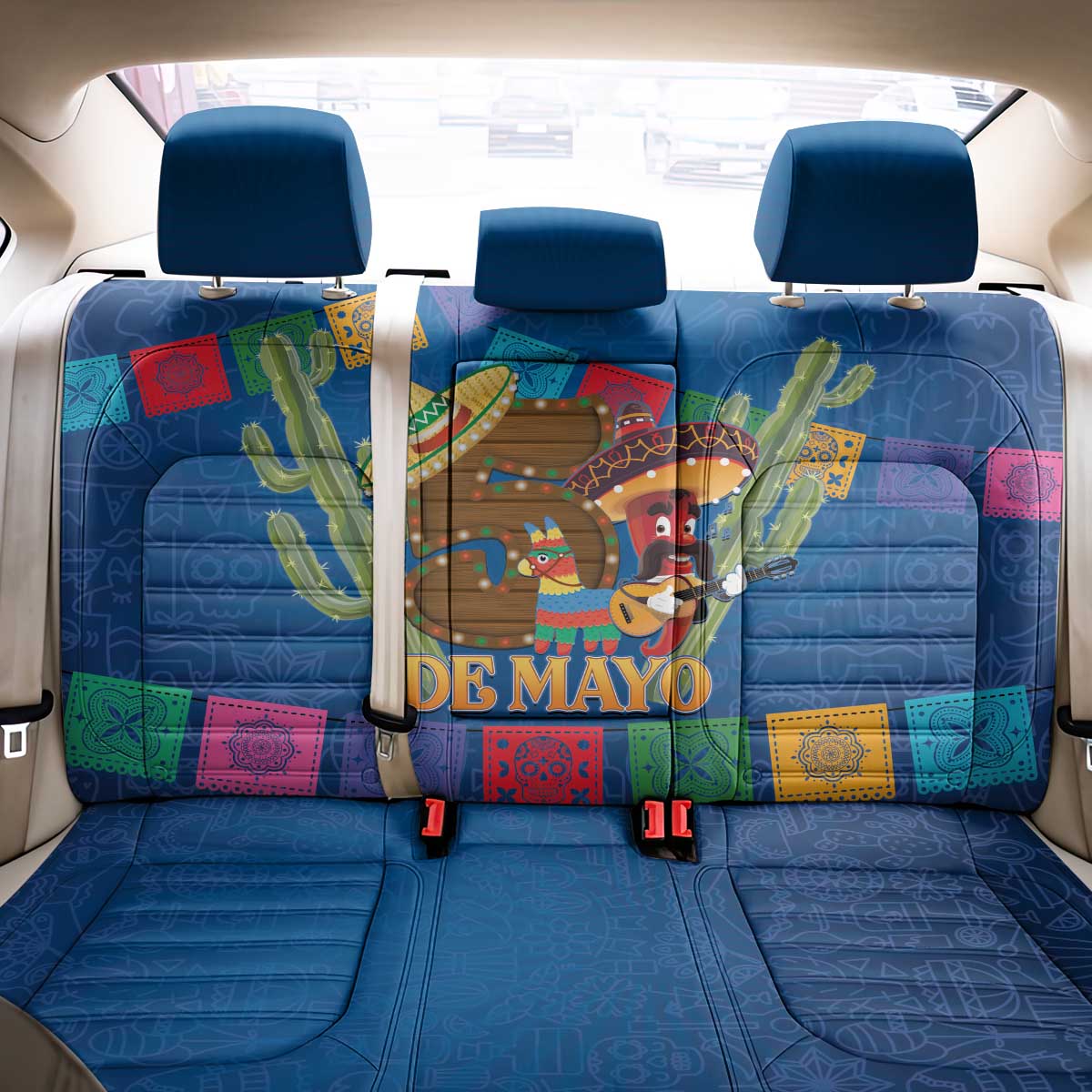 Mexico Cinco De Mayo 2025 Back Car Seat Cover Chili Pepper Let's Fiesta