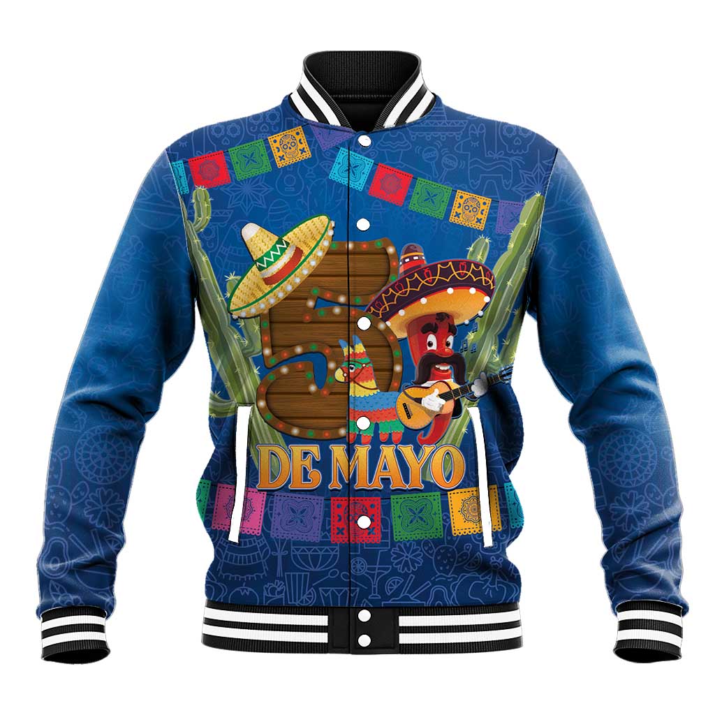 Mexico Cinco De Mayo 2025 Baseball Jacket Chili Pepper Let's Fiesta