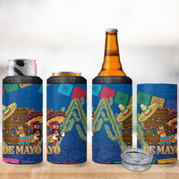 Mexico Cinco De Mayo 2025 4 in 1 Can Cooler Tumbler Chili Pepper Let's Fiesta