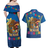 Mexico Cinco De Mayo 2025 Couples Matching Off Shoulder Maxi Dress and Hawaiian Shirt Chili Pepper Let's Fiesta