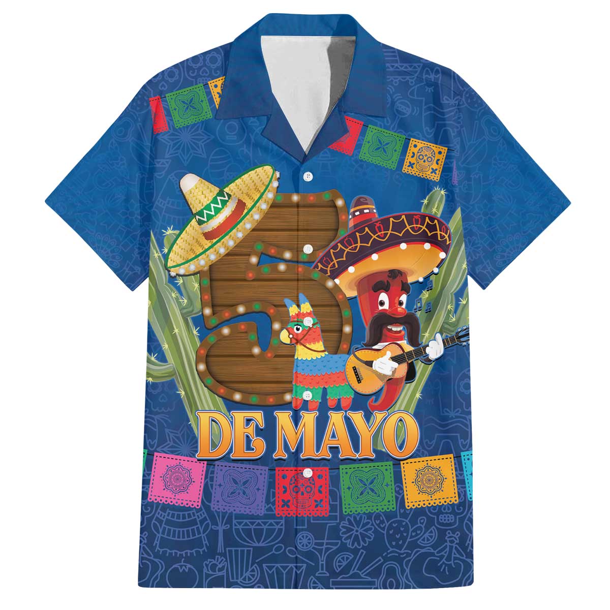 Mexico Cinco De Mayo 2025 Family Matching Off The Shoulder Long Sleeve Dress and Hawaiian Shirt Chili Pepper Let's Fiesta