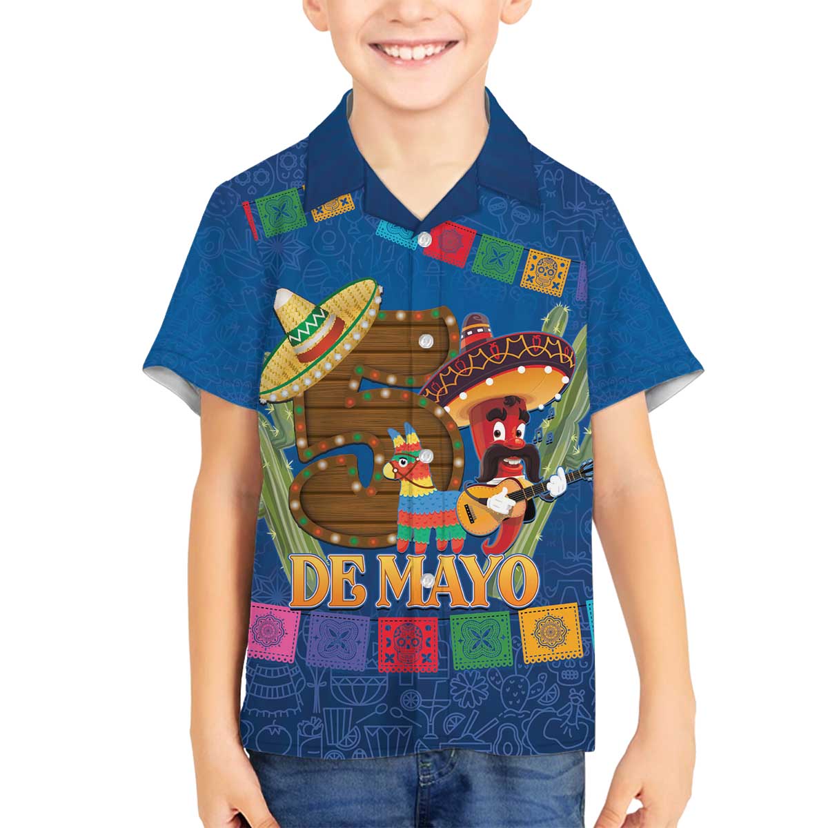 Mexico Cinco De Mayo 2025 Family Matching Off The Shoulder Long Sleeve Dress and Hawaiian Shirt Chili Pepper Let's Fiesta