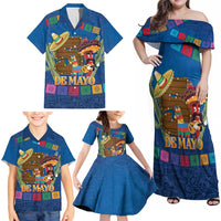 Mexico Cinco De Mayo 2025 Family Matching Off Shoulder Maxi Dress and Hawaiian Shirt Chili Pepper Let's Fiesta