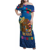 Mexico Cinco De Mayo 2025 Family Matching Off Shoulder Maxi Dress and Hawaiian Shirt Chili Pepper Let's Fiesta