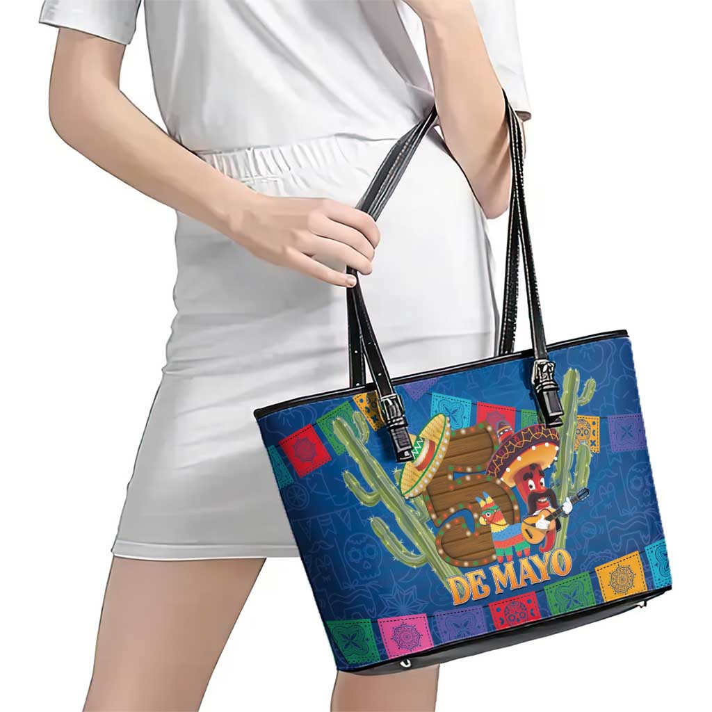 Mexico Cinco De Mayo 2025 Leather Tote Bag Chili Pepper Let's Fiesta