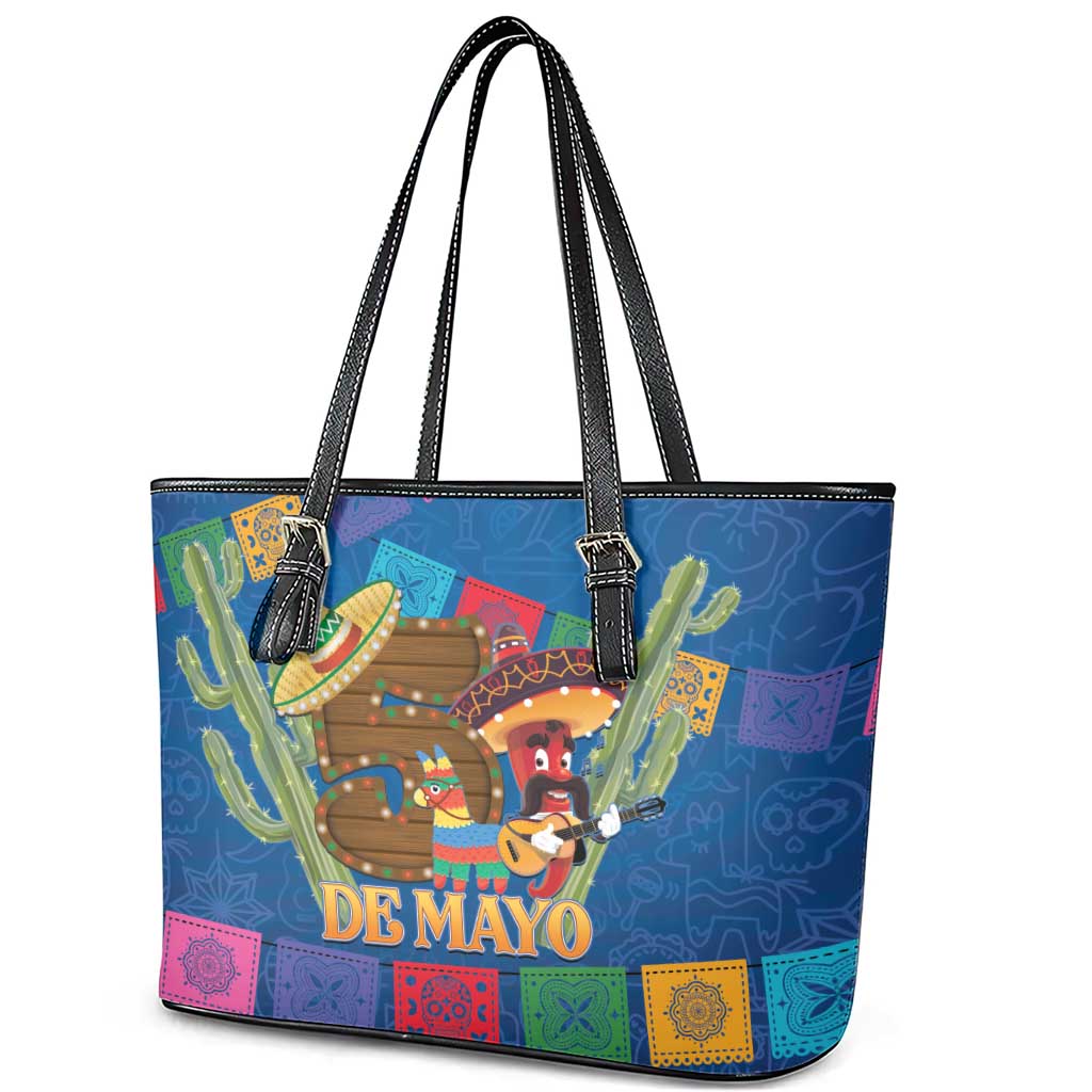 Mexico Cinco De Mayo 2025 Leather Tote Bag Chili Pepper Let's Fiesta