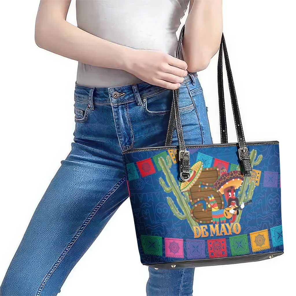 Mexico Cinco De Mayo 2025 Leather Tote Bag Chili Pepper Let's Fiesta