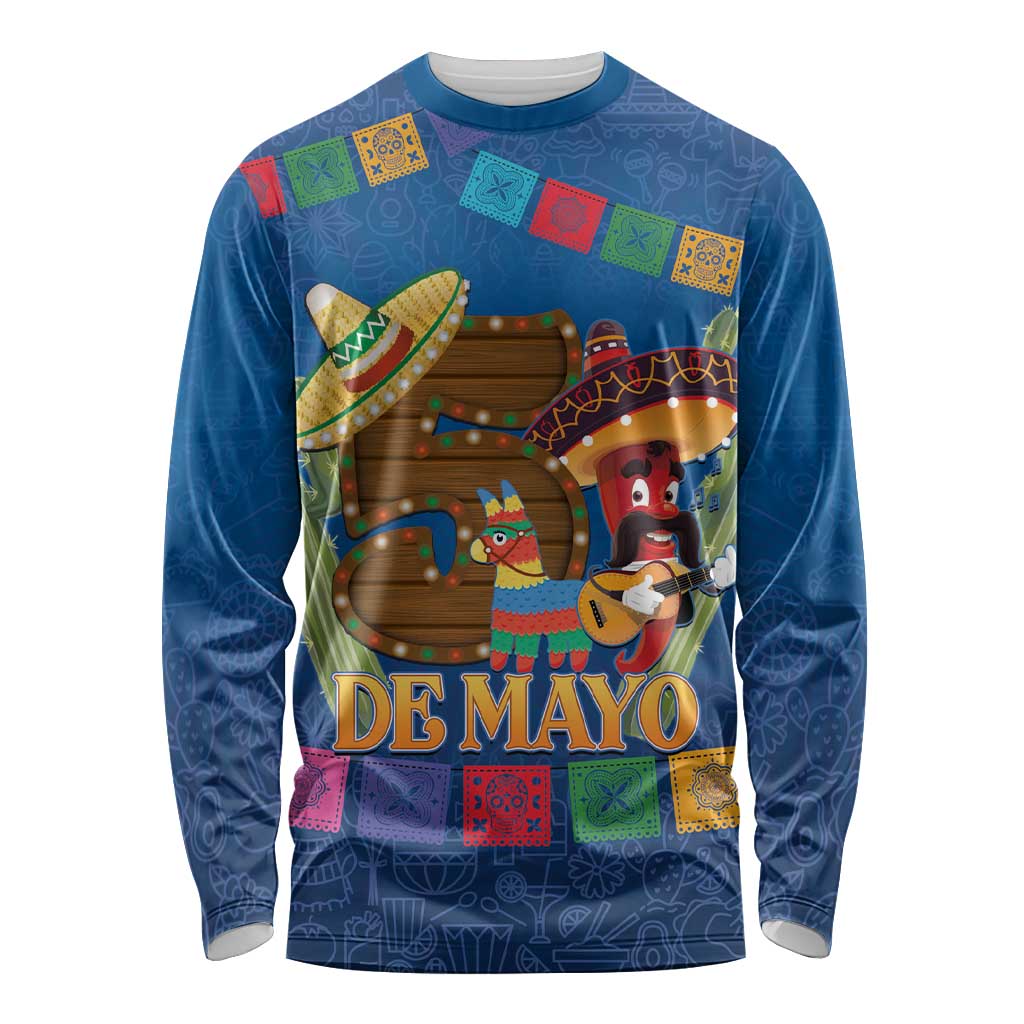 Mexico Cinco De Mayo 2025 Long Sleeve Shirt Chili Pepper Let's Fiesta