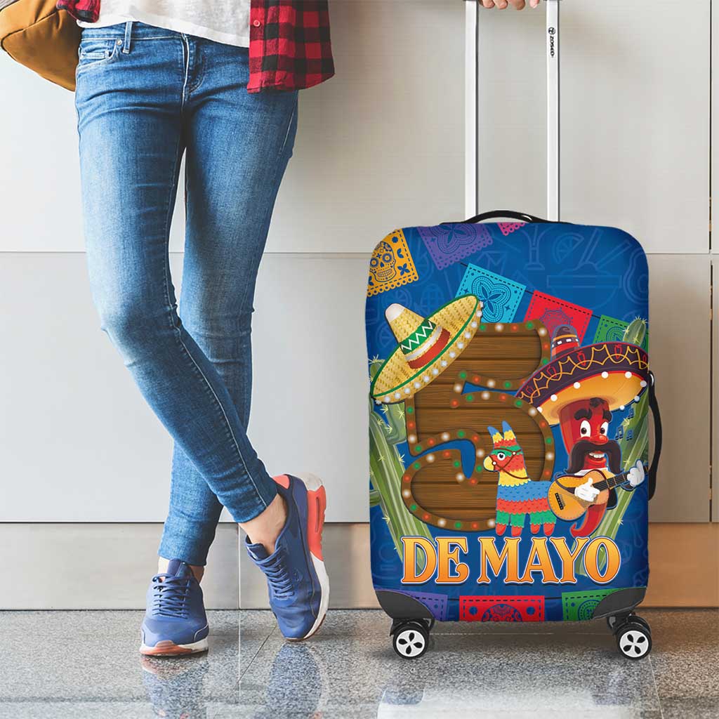 Mexico Cinco De Mayo 2025 Luggage Cover Chili Pepper Let's Fiesta