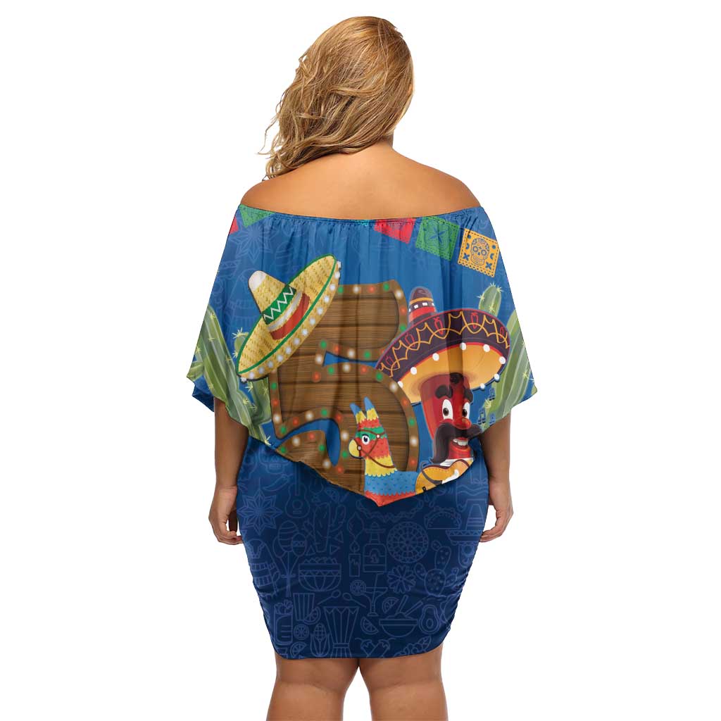 Mexico Cinco De Mayo 2025 Off Shoulder Short Dress Chili Pepper Let's Fiesta