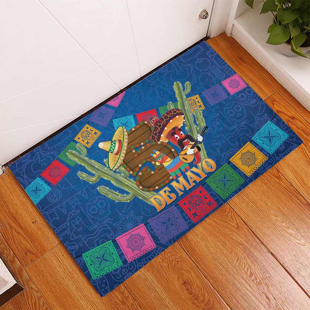 Mexico Cinco De Mayo 2025 Rubber Doormat Chili Pepper Let's Fiesta - Wonder Print Shop