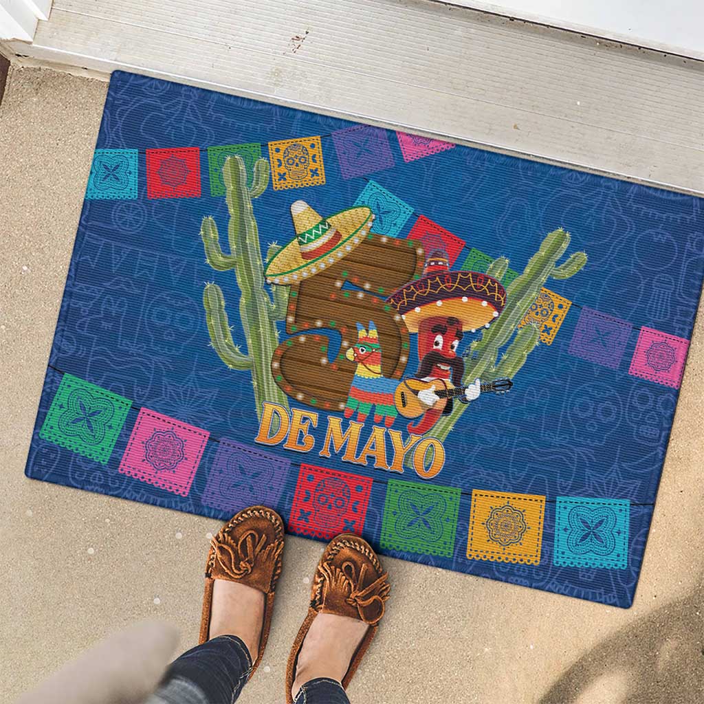 Mexico Cinco De Mayo 2025 Rubber Doormat Chili Pepper Let's Fiesta - Wonder Print Shop
